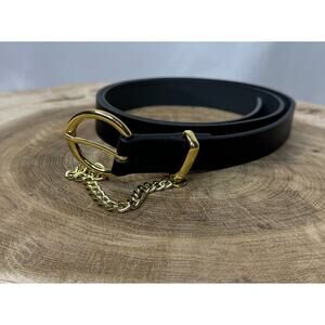 Black Belt with Gold Buckle and Chain Accent - Size XL